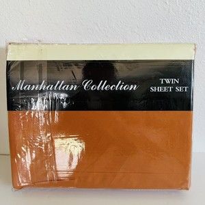 Manhattan Collection Twin Size Bed Sheet Set Extra Soft Rust Orange Color New